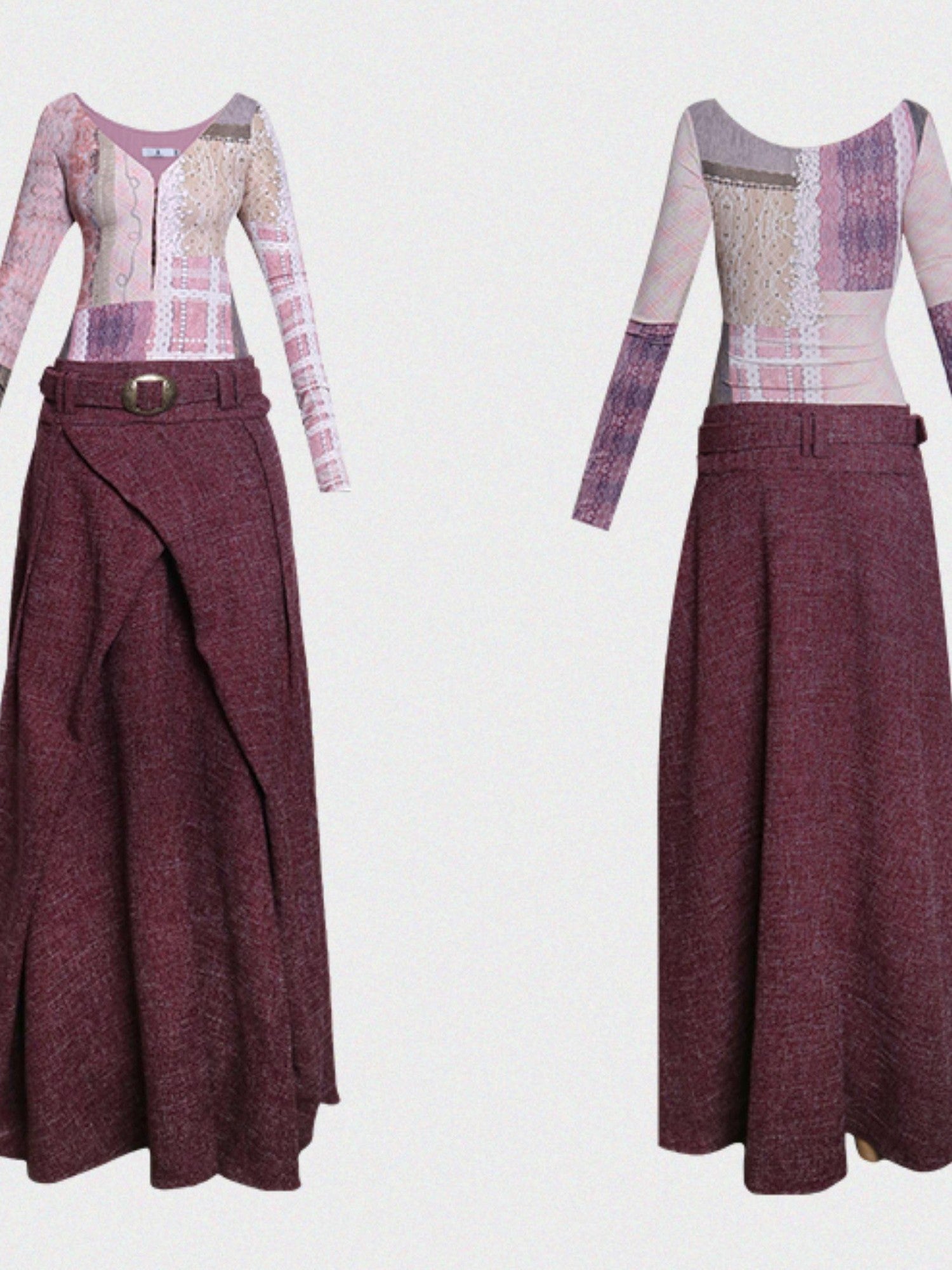 badtaste Printed Cutout Lace Up Faux Layered Women's Casual Maxi Dresses