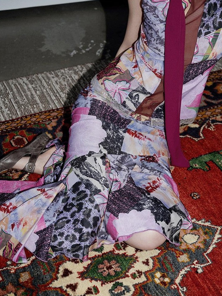 badtaste Printed New Chinese Patchwork Vest Women's Matching Skirt Sets
