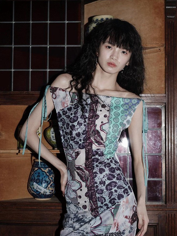 badtaste Printed New Chinese Reversible Sleeveless Slim Women's Slip Maxi Dresses