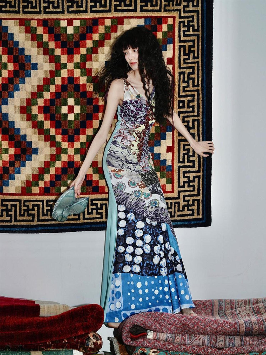 badtaste Printed New Chinese Reversible Sleeveless Slim Women's Slip Maxi Dresses