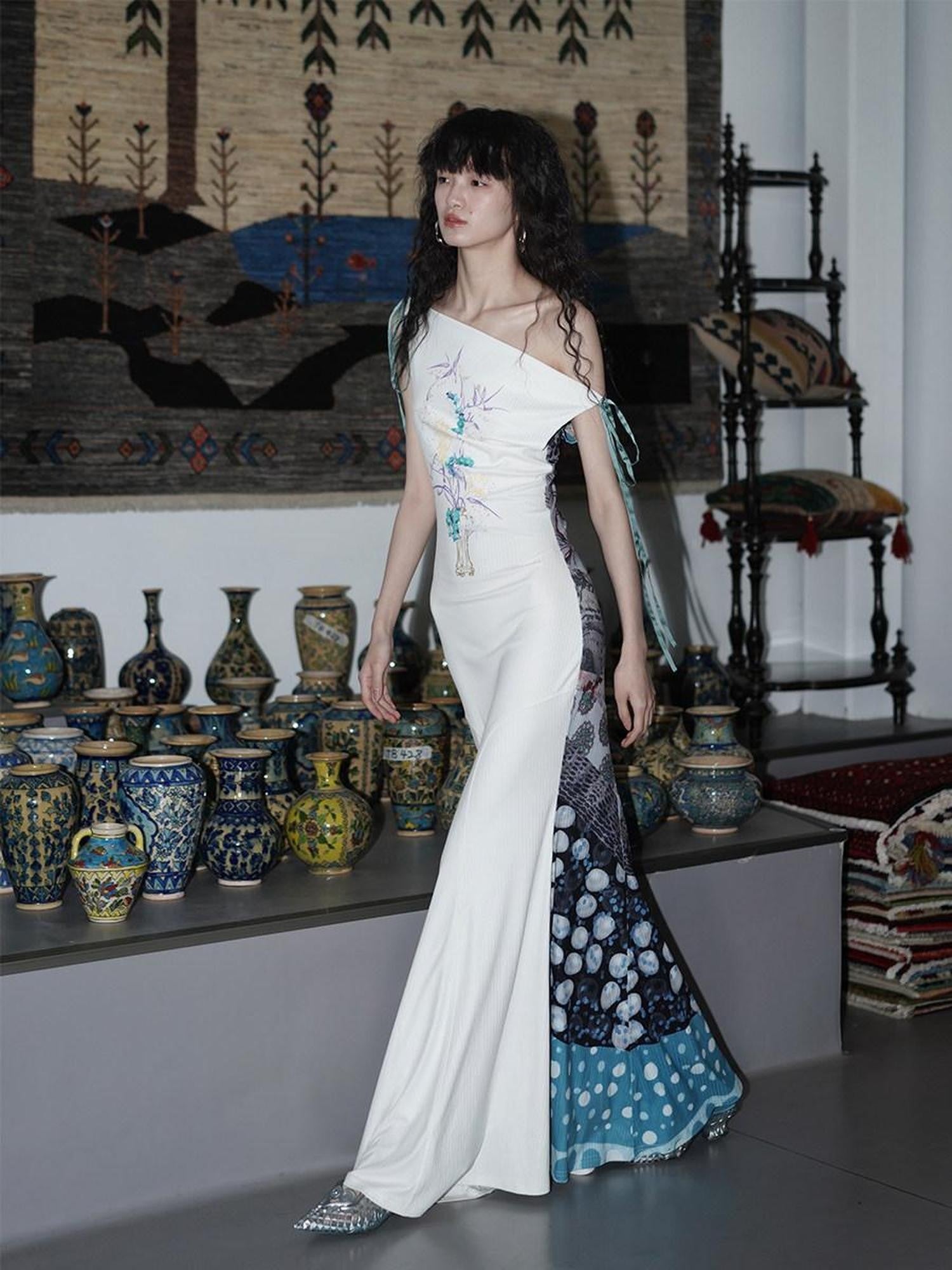 badtaste Printed New Chinese Reversible Sleeveless Slim Women's Slip Maxi Dresses