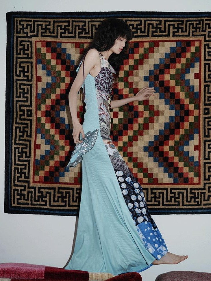 badtaste Printed New Chinese Reversible Sleeveless Slim Women's Slip Maxi Dresses