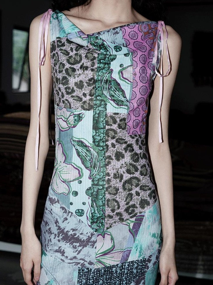 badtaste Printed New Chinese Reversible Sleeveless Slim Women's Slip Maxi Dresses