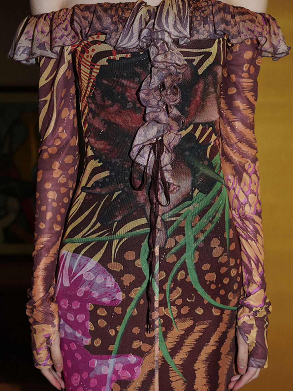 badtaste Printed New Chinese Style Off Shoulder Mermaid Women's Strapless Maxi Dresses