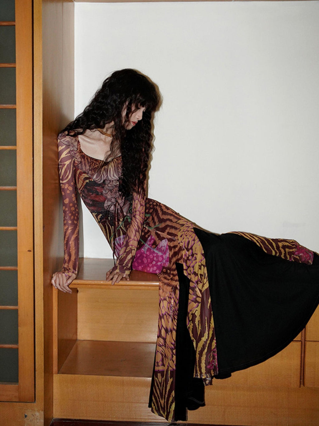 badtaste Printed New Chinese Style Off Shoulder Mermaid Women's Strapless Maxi Dresses