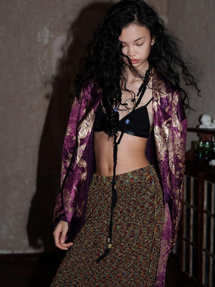 badtaste Printed Western Retro Tie Front Loose Oversized Women's Blazers