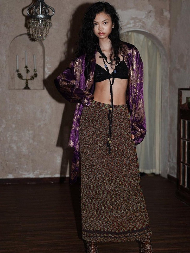 badtaste Printed Western Retro Tie Front Loose Oversized Women's Blazers