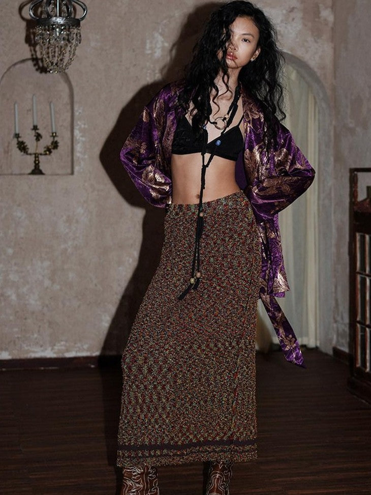 badtaste Printed Western Retro Tie Front Loose Oversized Women's Blazers
