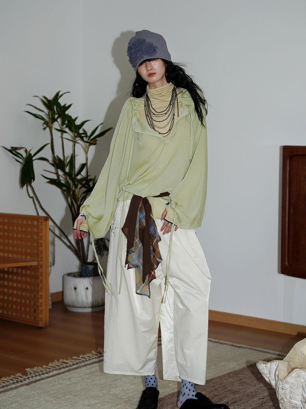badtaste Red And Beige Rhinestone Solid Low Waist Women's Other Fabric Wide-leg Pants