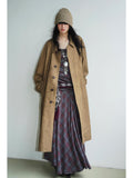 Retro British Stand Collar Zipper Straight Women's Long Coats
