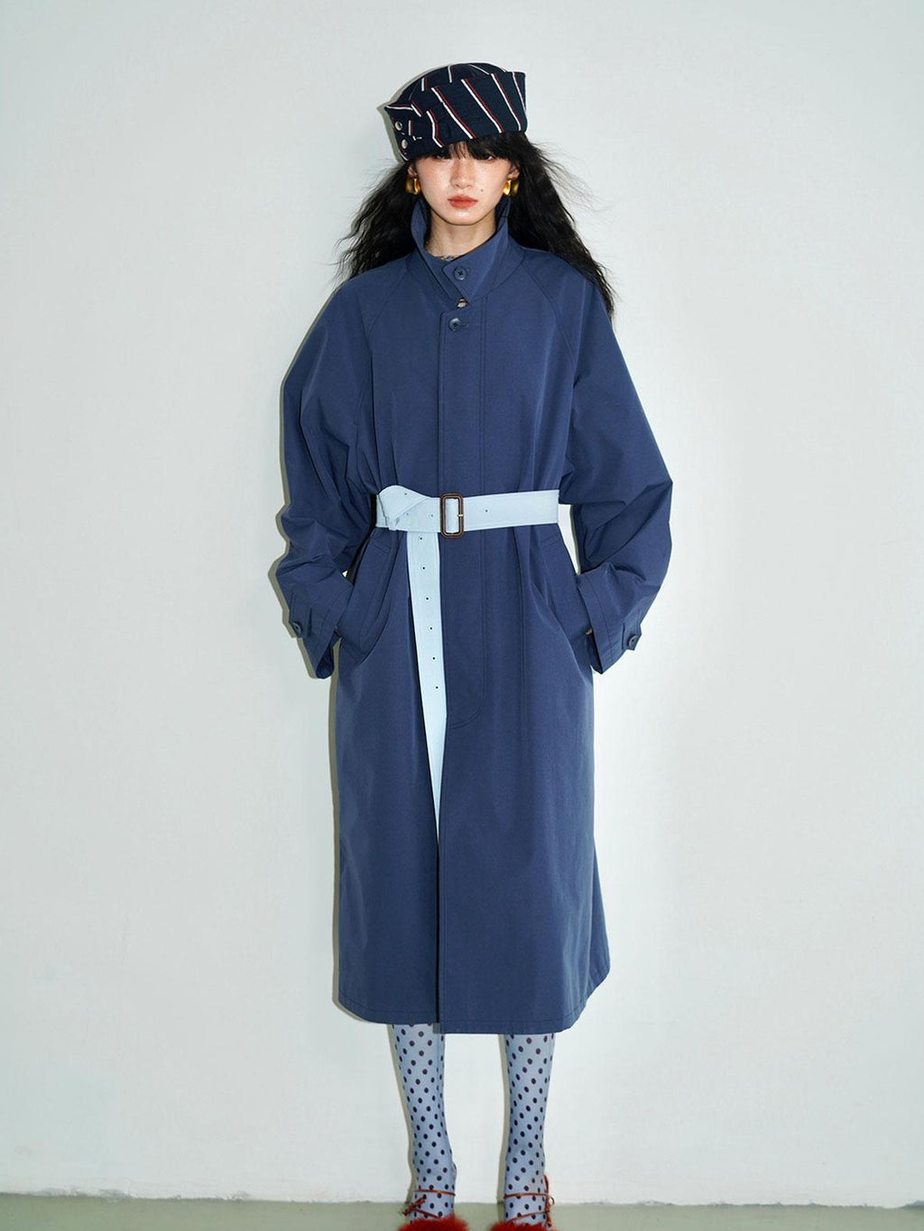 badtaste Retro British Stand Collar Zipper Straight Women's Long Coats