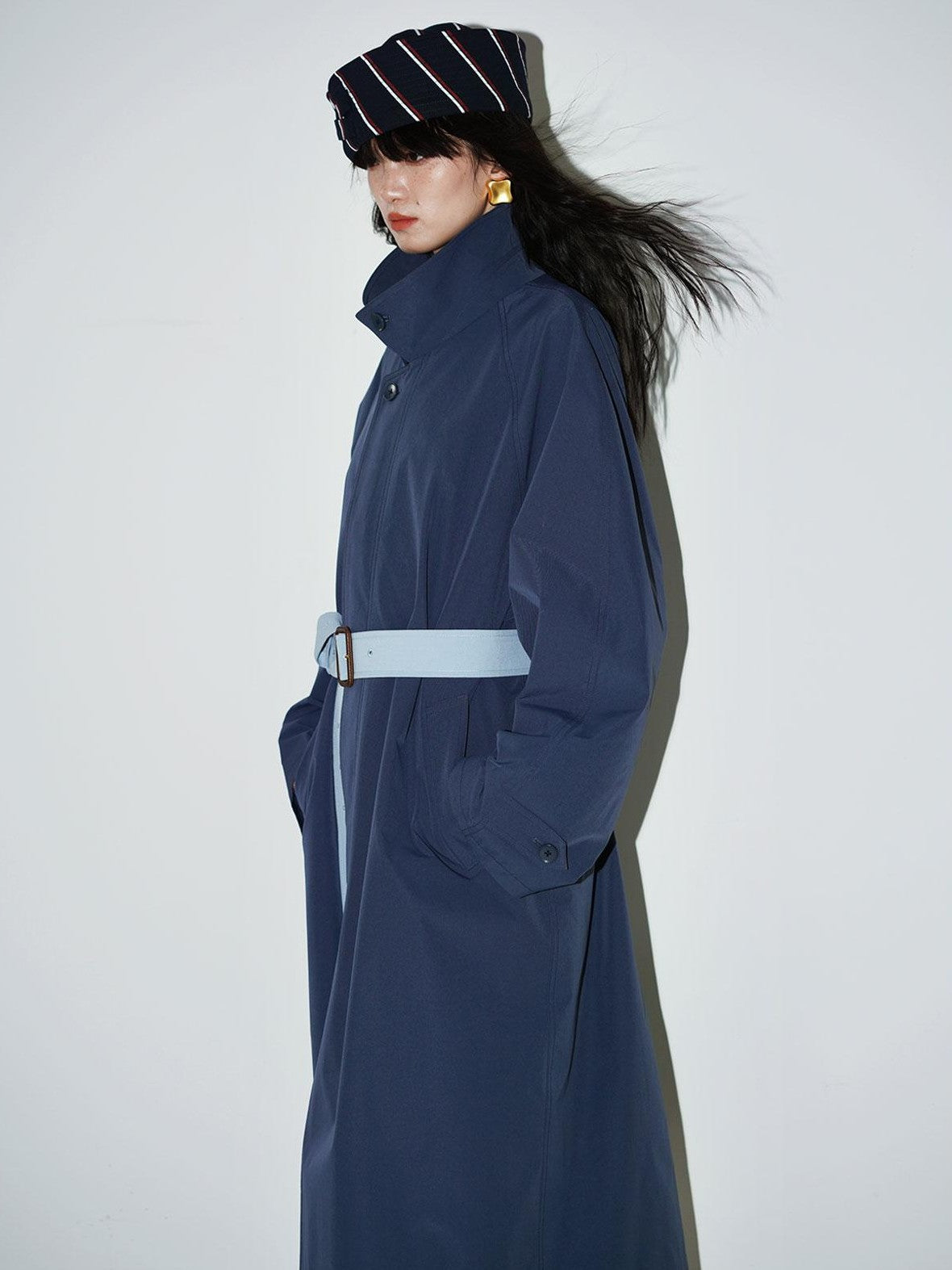 badtaste Retro British Stand Collar Zipper Straight Women's Long Coats