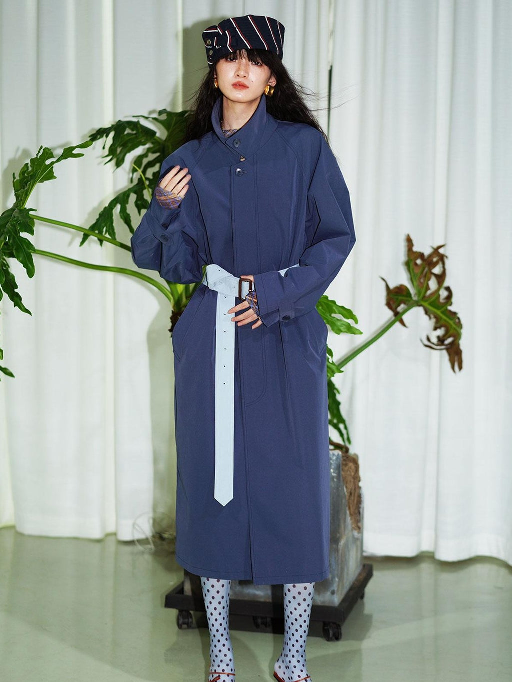 badtaste Retro British Stand Collar Zipper Straight Women's Long Coats
