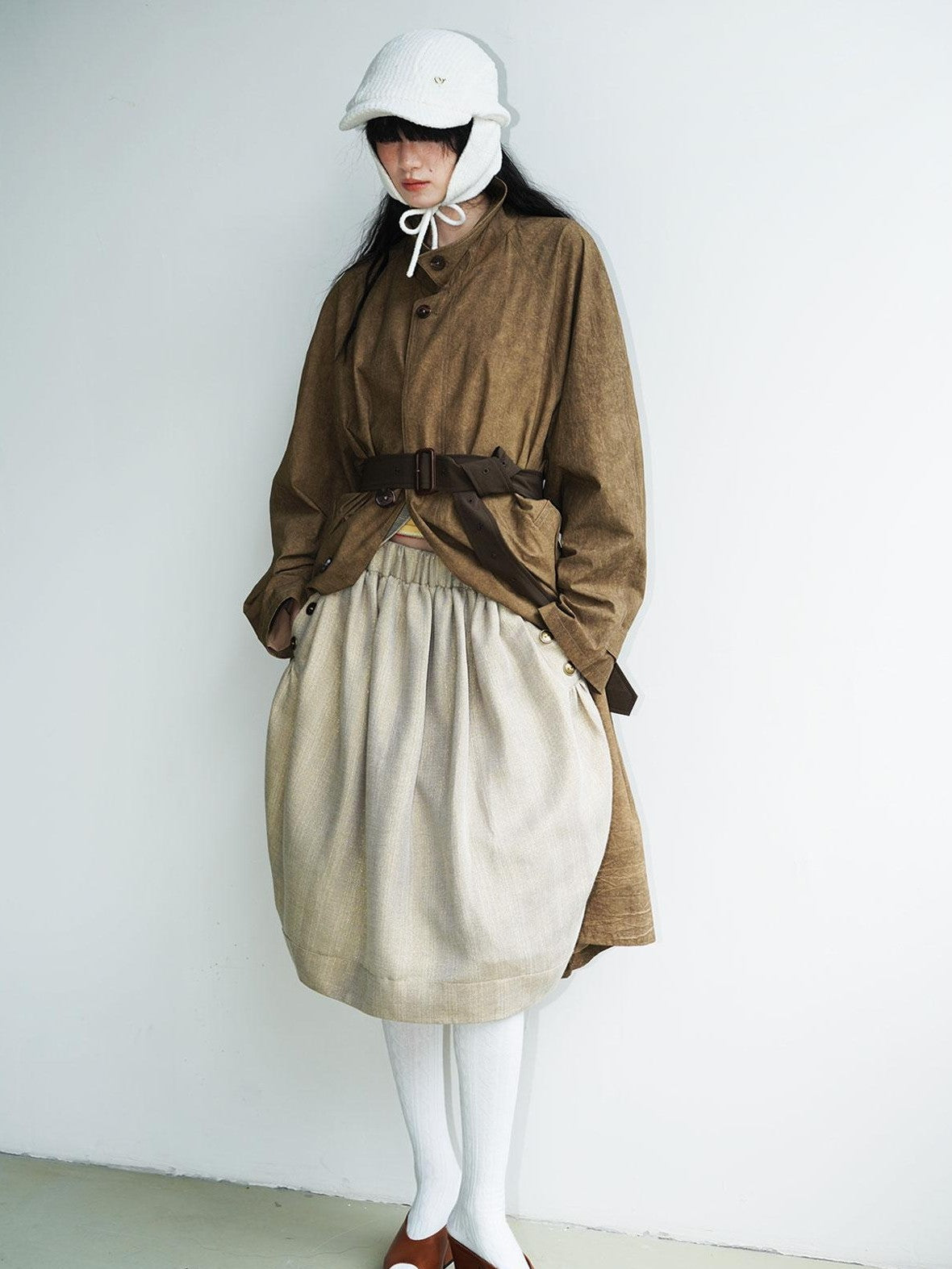 Retro British Stand Collar Zipper Straight Women's Long Coats