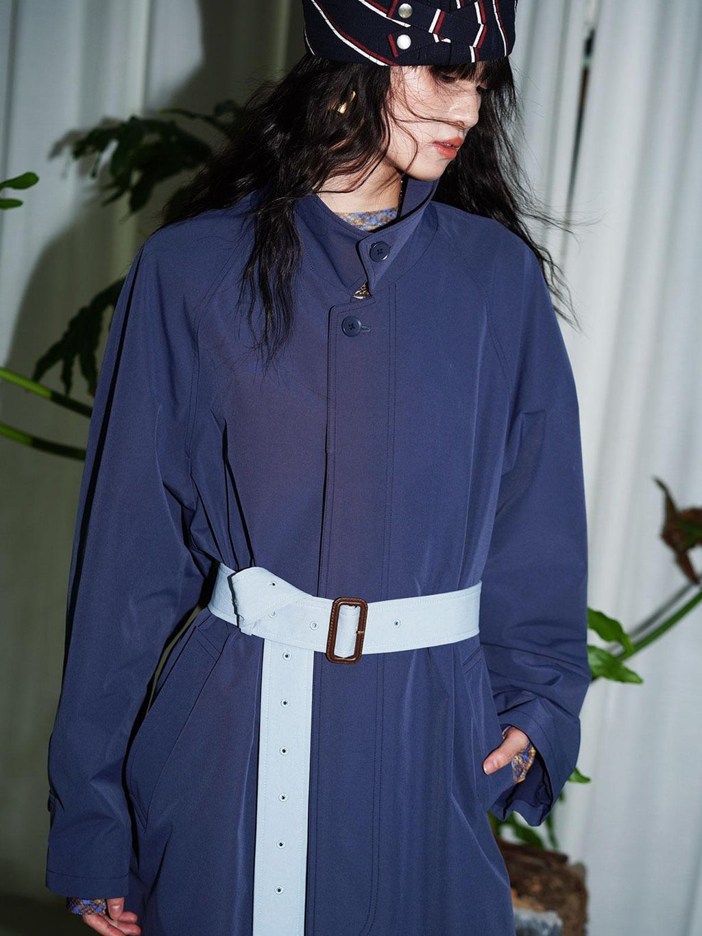 badtaste Retro British Stand Collar Zipper Straight Women's Long Coats