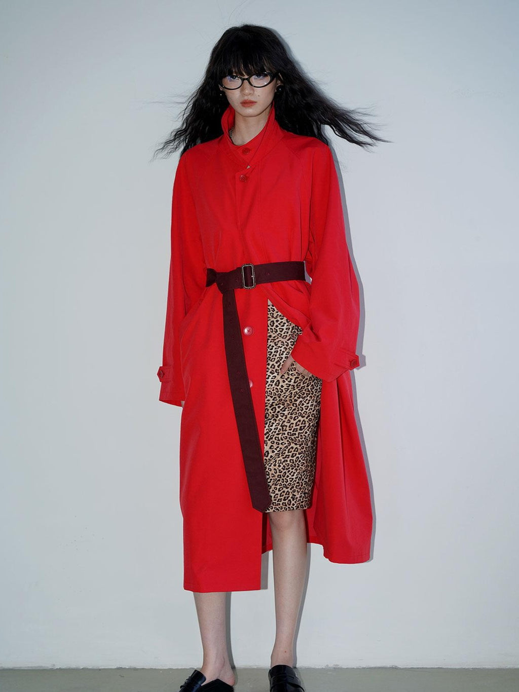 badtaste Retro British Stand Collar Zipper Straight Women's Long Coats