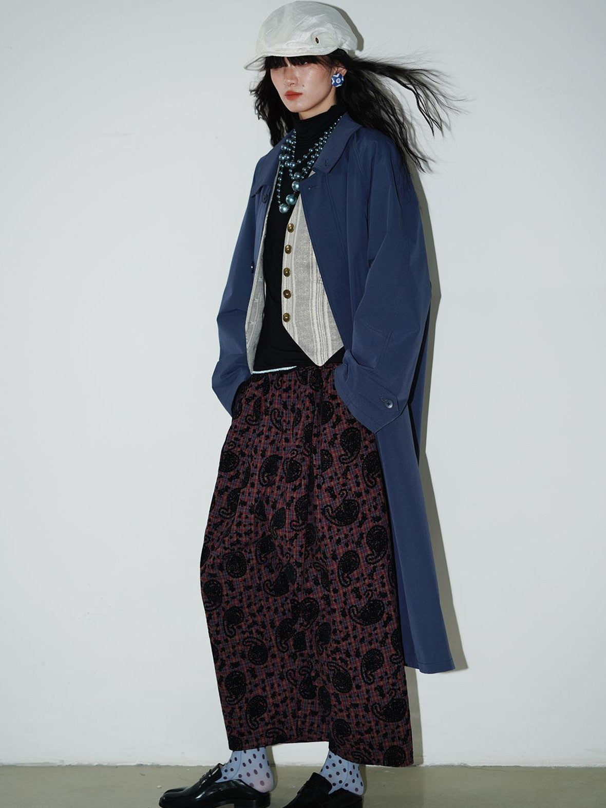 badtaste Retro British Stand Collar Zipper Straight Women's Long Coats