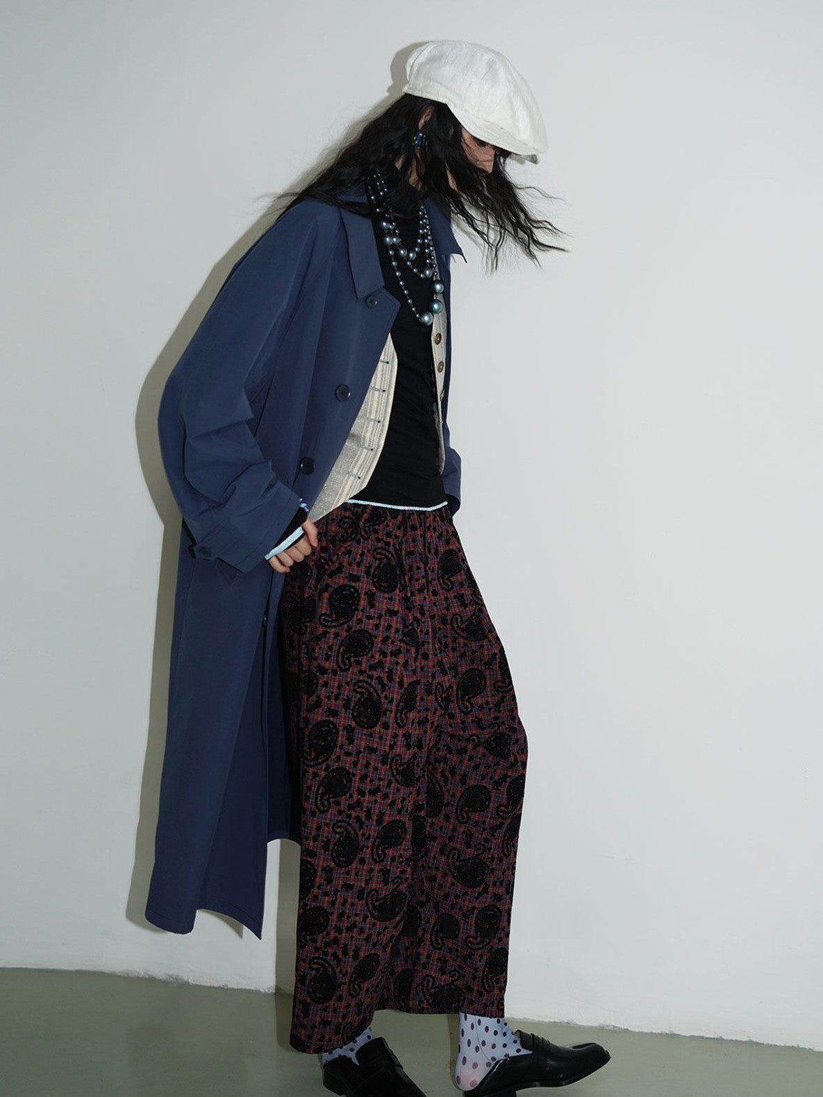 Retro British Stand Collar Zipper Straight Women's Long Coats