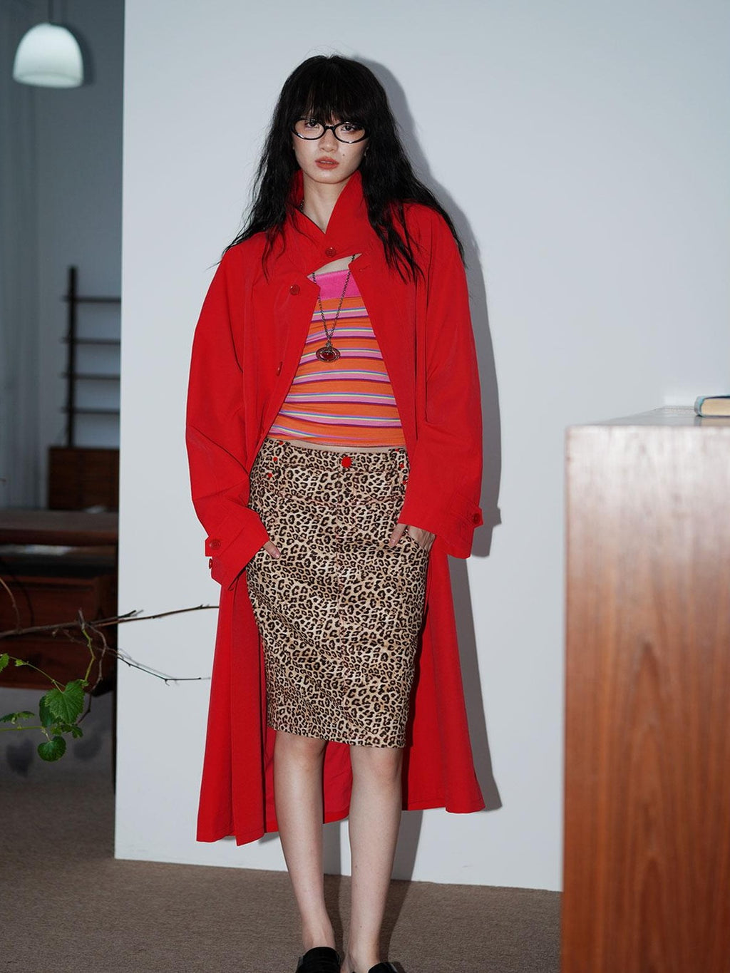 Retro British Stand Collar Zipper Straight Women's Long Coats