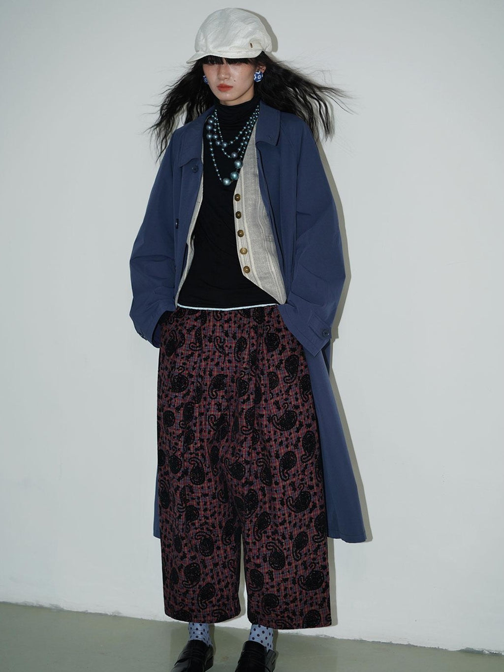 Retro British Stand Collar Zipper Straight Women's Long Coats