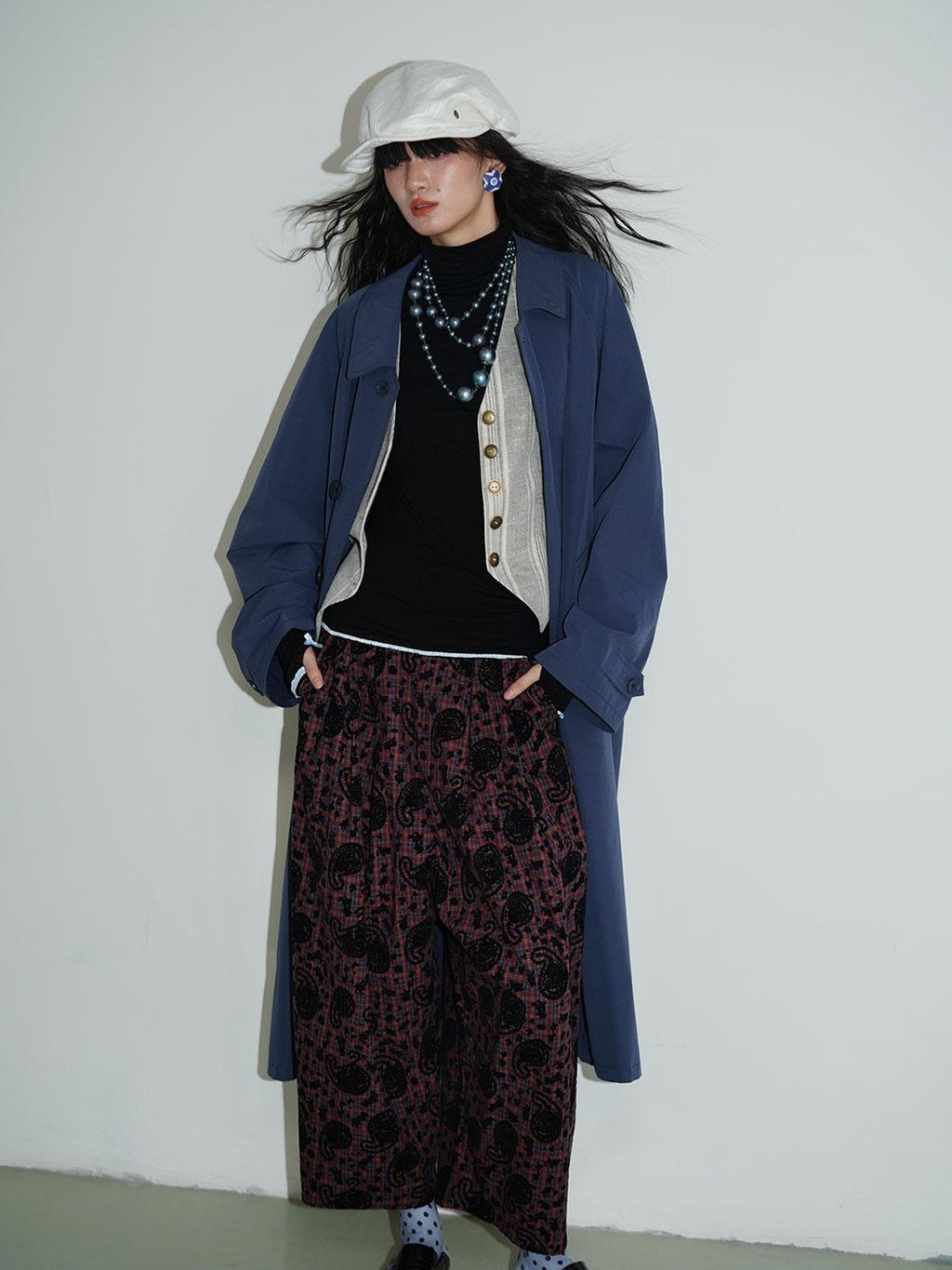 badtaste Retro British Stand Collar Zipper Straight Women's Long Coats
