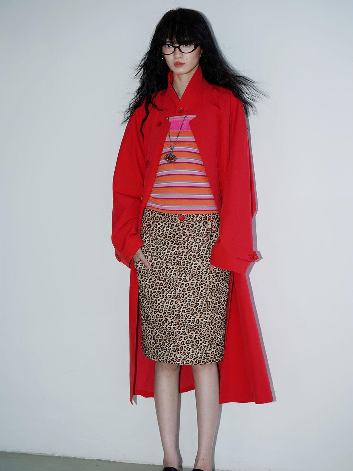 Retro British Stand Collar Zipper Straight Women's Long Coats