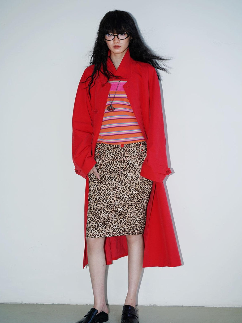 Retro British Stand Collar Zipper Straight Women's Long Coats