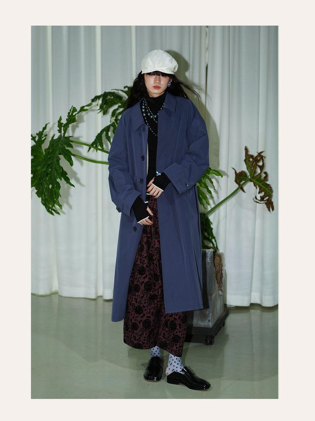 badtaste Retro British Stand Collar Zipper Straight Women's Long Coats