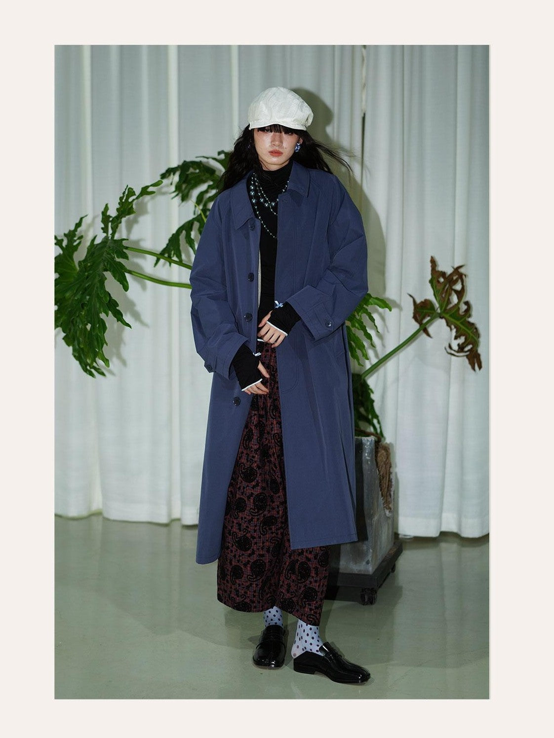 badtaste Retro British Stand Collar Zipper Straight Women's Long Coats