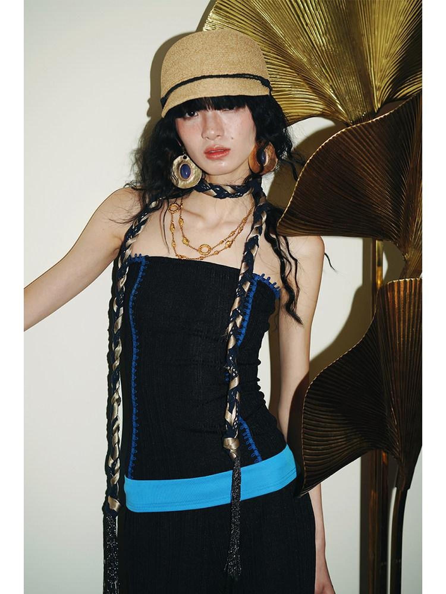 badtaste Retro Colorblock Silky Ribbed Two Way Stretch Women's Tube Tops