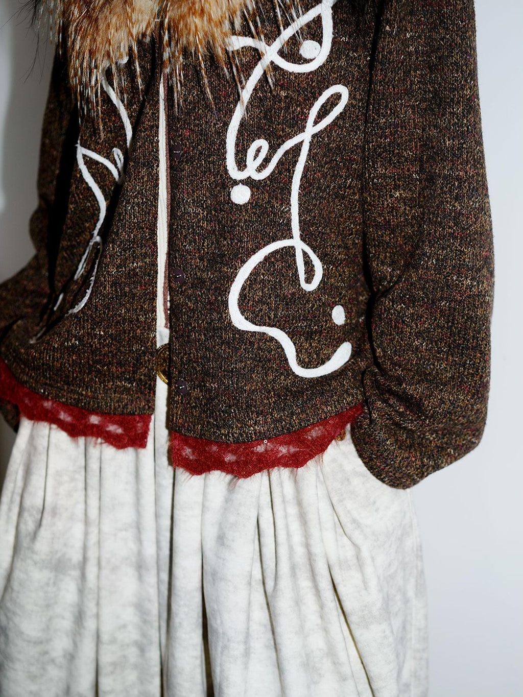 badtaste Retro Western Colorblock Patchwork Lace Embroidered Loose Women's Knit Cardigans