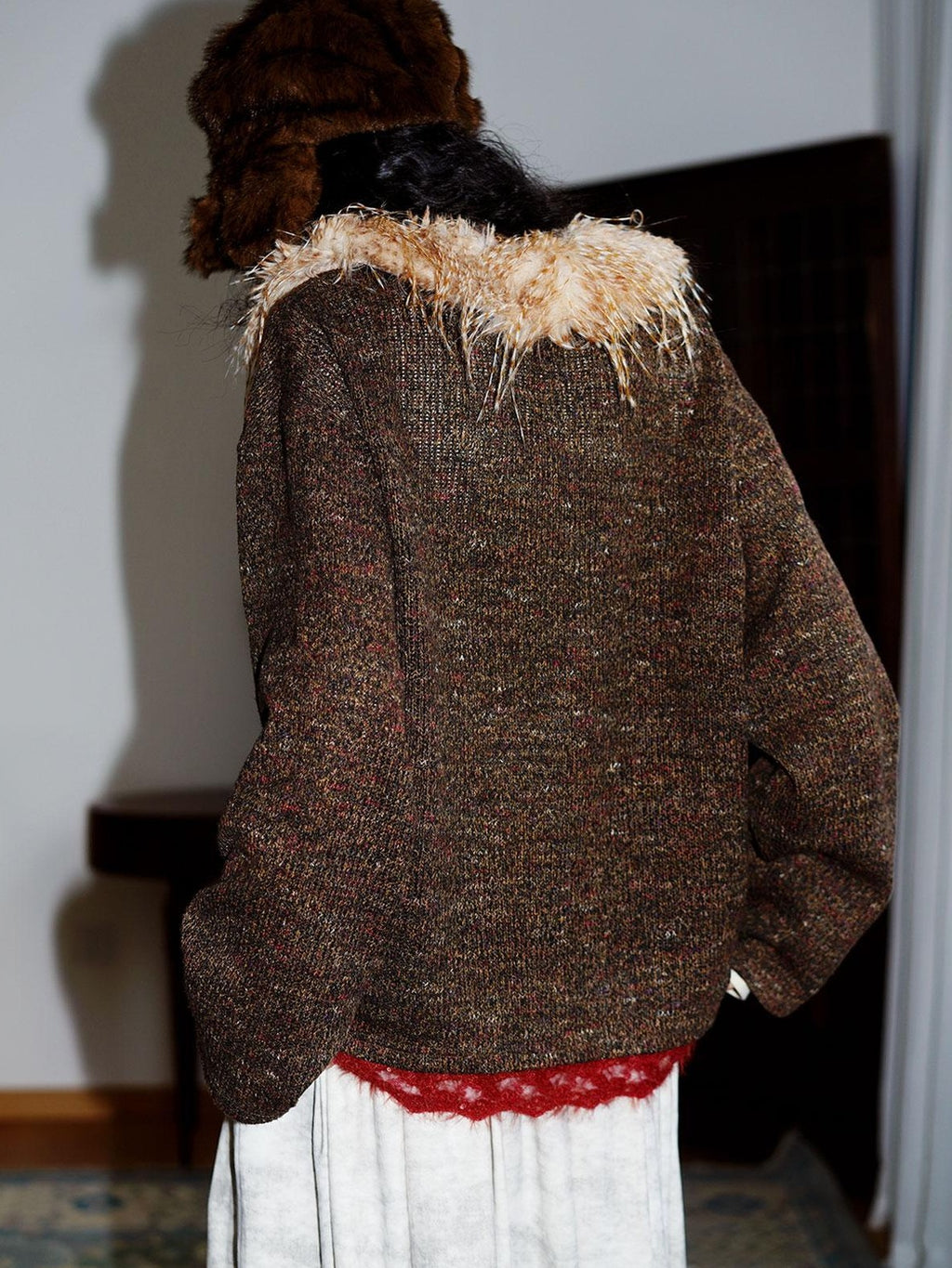 badtaste Retro Western Colorblock Patchwork Lace Embroidered Loose Women's Knit Cardigans