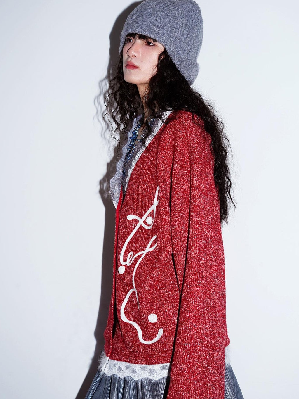 badtaste Retro Western Colorblock Patchwork Lace Embroidered Loose Women's Knit Cardigans