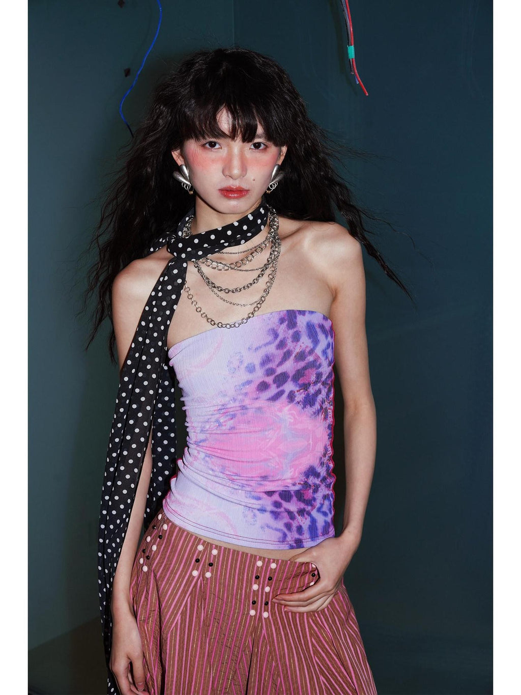 badtaste Retro Western Leopard Print Colorblock Women's Other Tube Tops