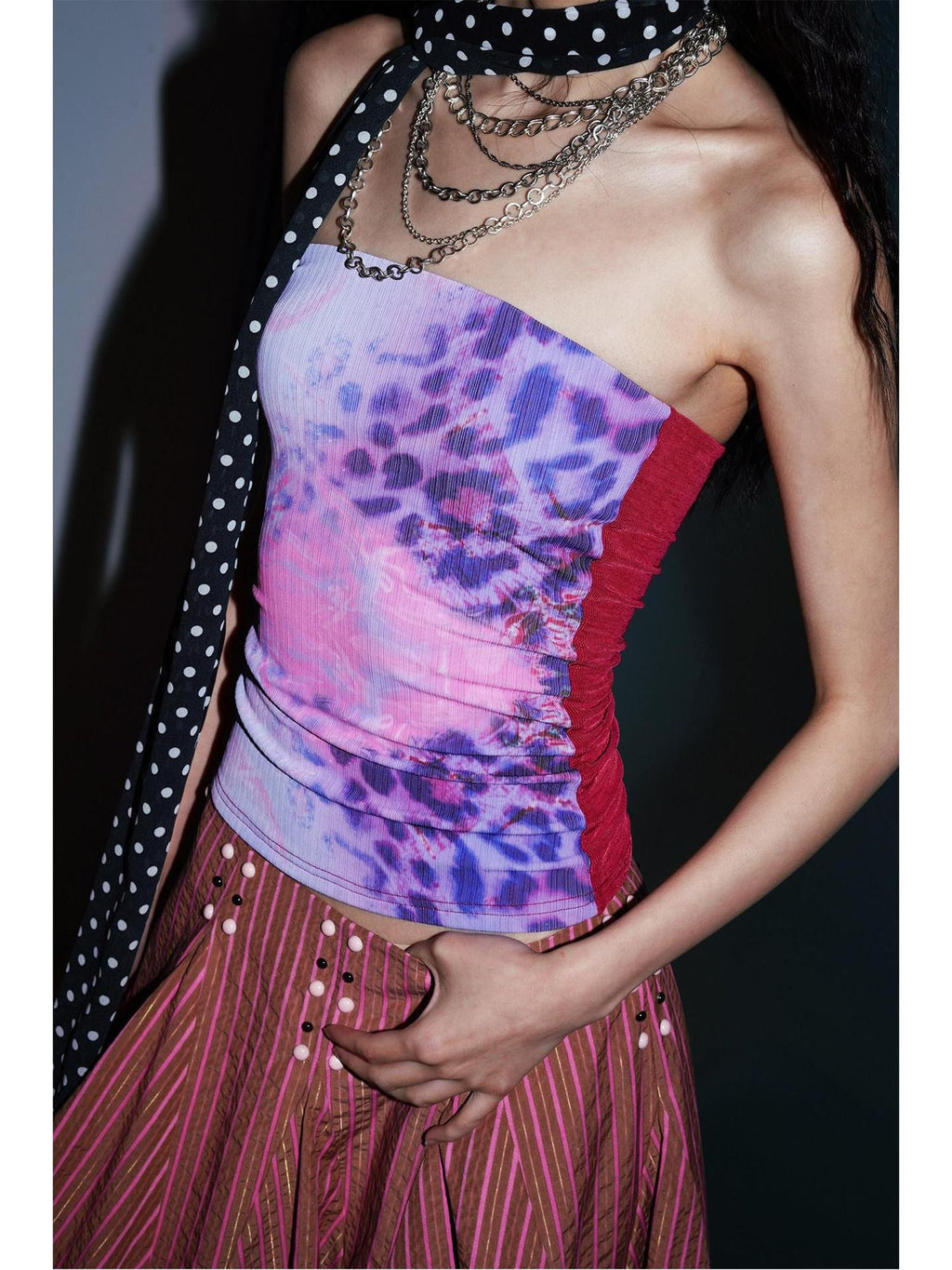 badtaste Retro Western Leopard Print Colorblock Women's Other Tube Tops