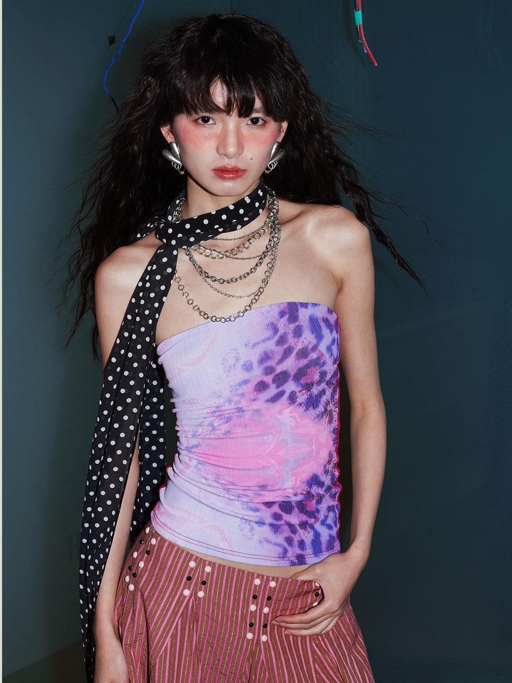 badtaste Retro Western Leopard Print Colorblock Women's Other Tube Tops