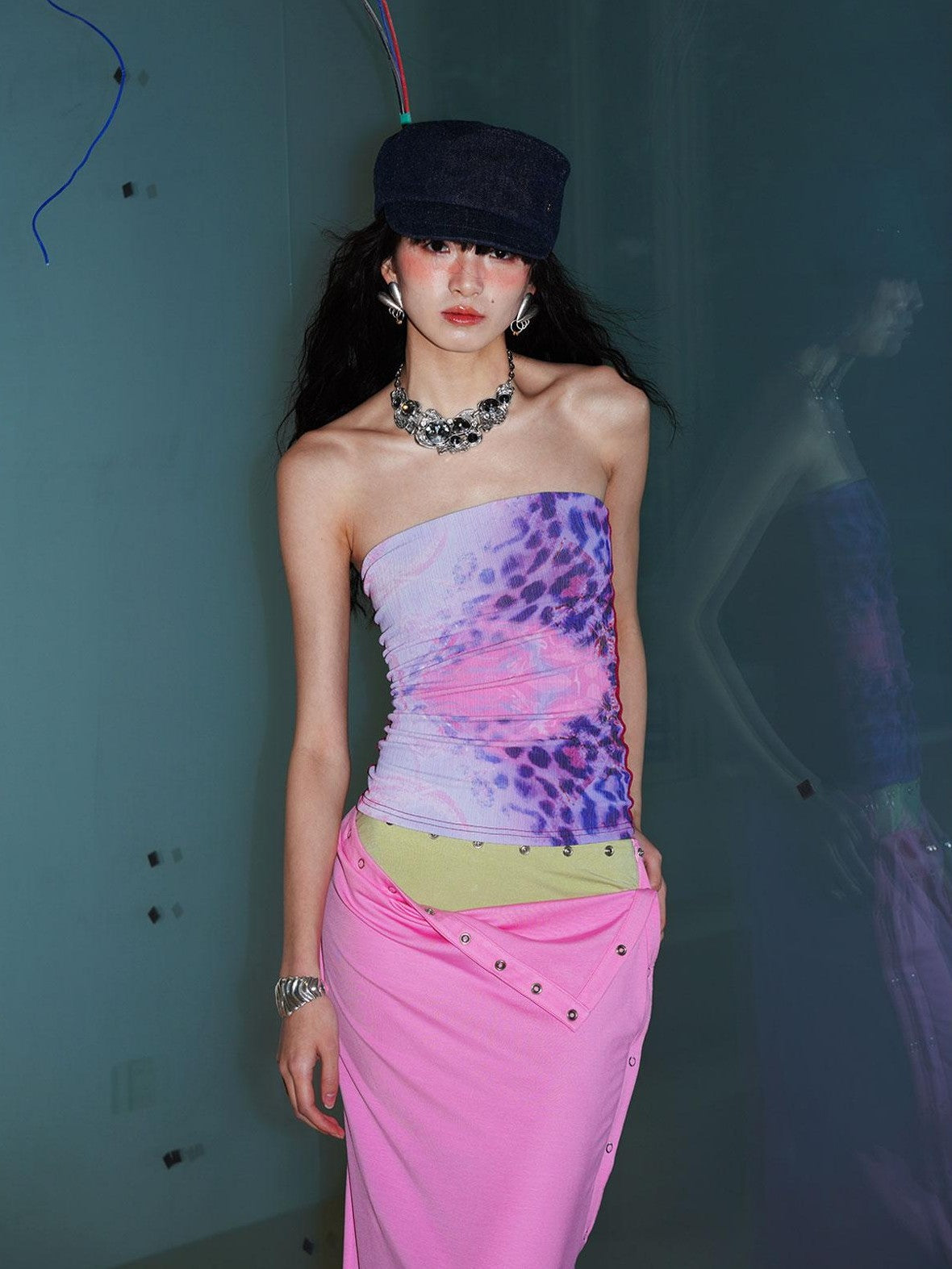 badtaste Retro Western Leopard Print Colorblock Women's Other Tube Tops