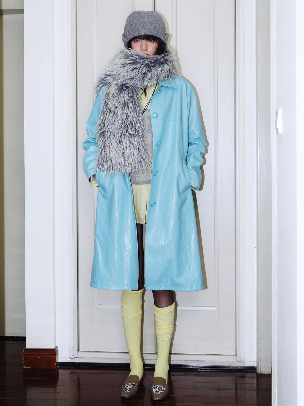 badtaste Retro Western Solid Color Split Panel Design Women's Leather Style Trench Coats