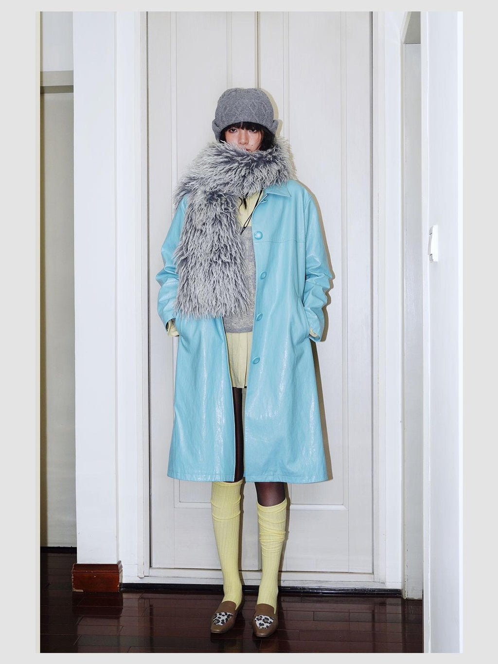 badtaste Retro Western Solid Color Split Panel Design Women's Leather Style Trench Coats