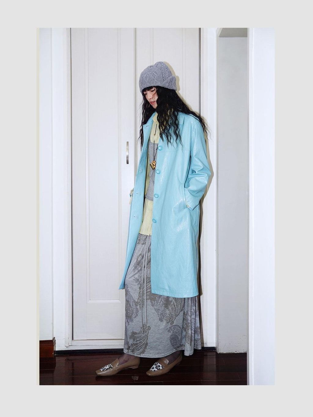 badtaste Retro Western Solid Color Split Panel Design Women's Leather Style Trench Coats