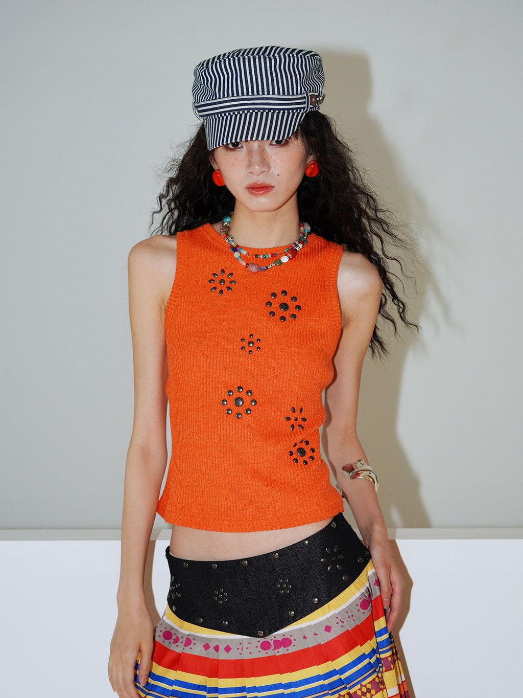 badtaste Rhinestone Cutout Open Back Slim Solid Knit Women's Tank Tops