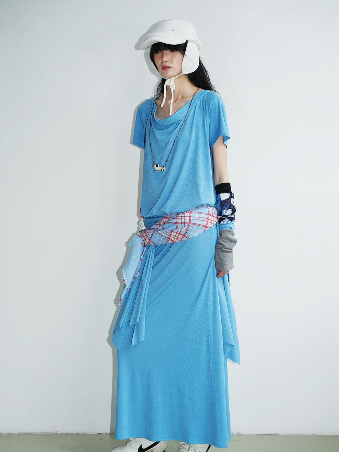 badtaste Rose Pink Vintage Solid Lapel Tie Oversized Women's Casual Maxi Dresses