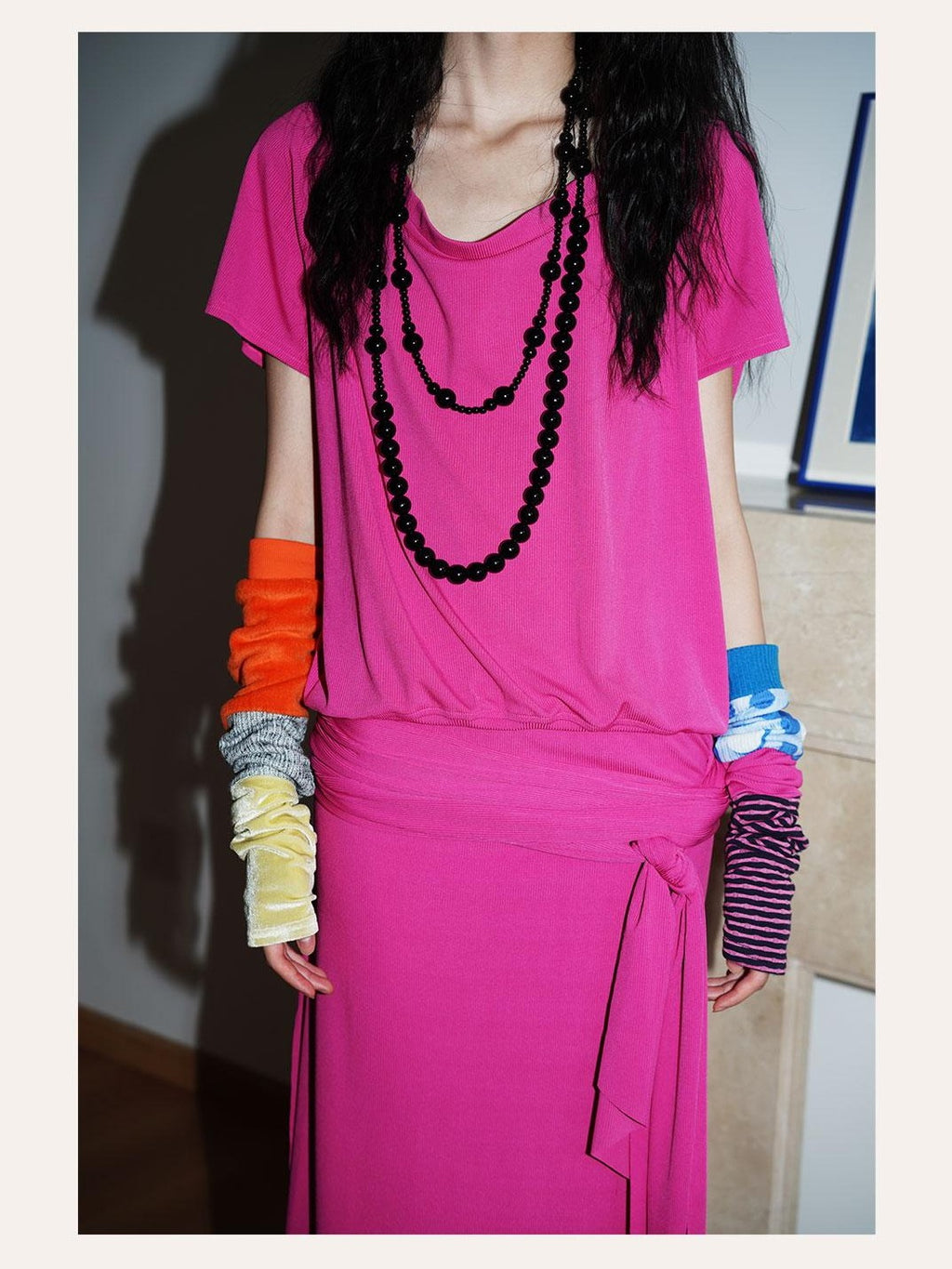 badtaste Rose Pink Vintage Solid Lapel Tie Oversized Women's Casual Maxi Dresses