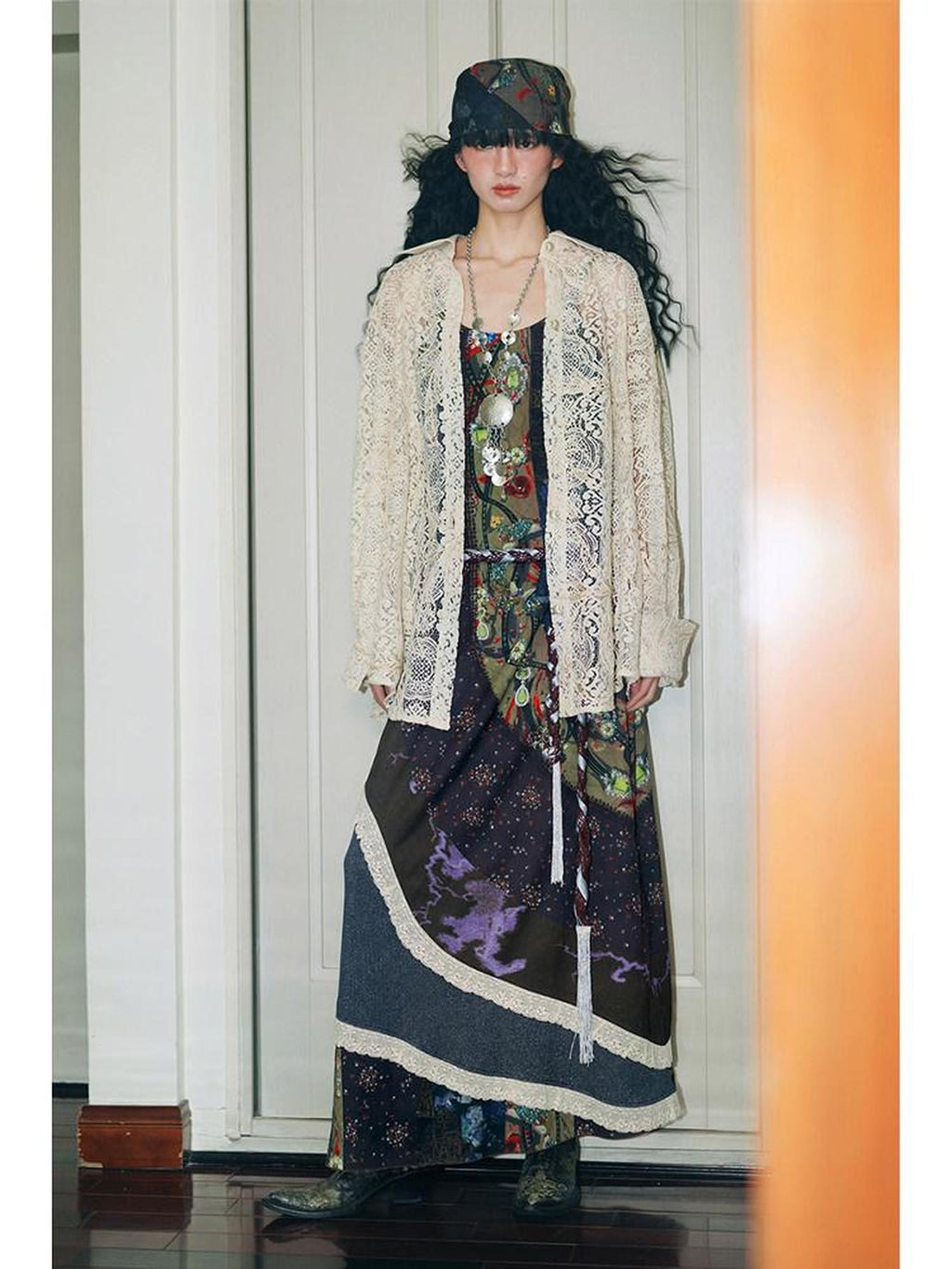 badtaste Semi Sheer Reversible Vintage Boho Loose Fit Long Sleeve Women's Lace Blouses