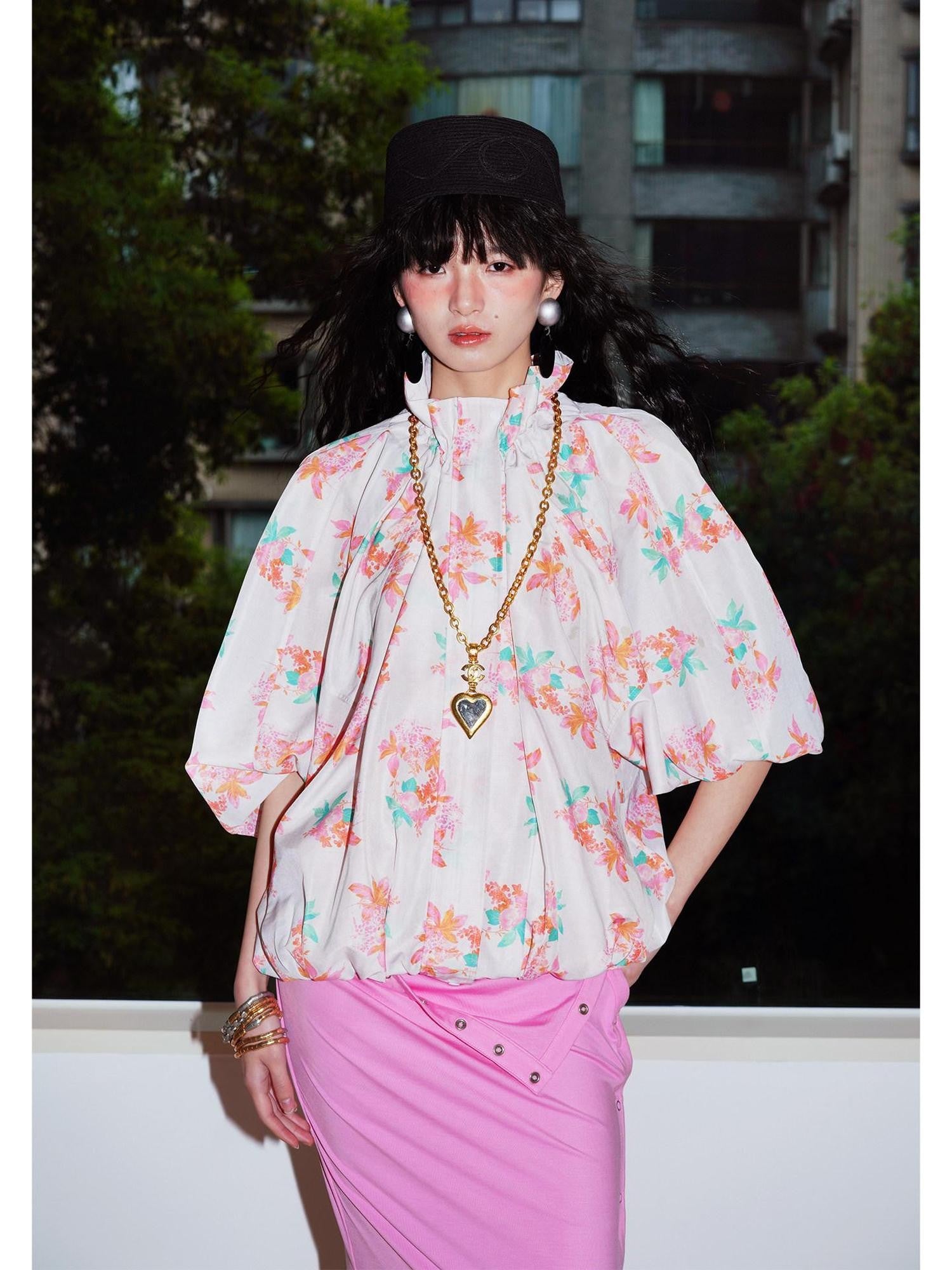 Sheer Floral Print Adjustable Drawstring Hem Women's Lightweight Jackets