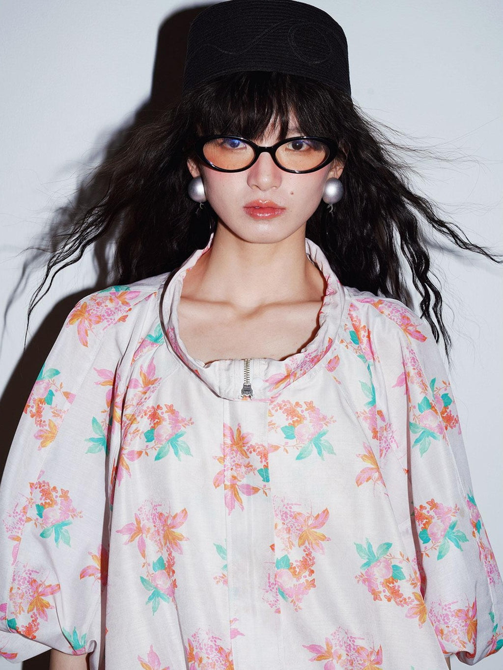 Sheer Floral Print Adjustable Drawstring Hem Women's Lightweight Jackets