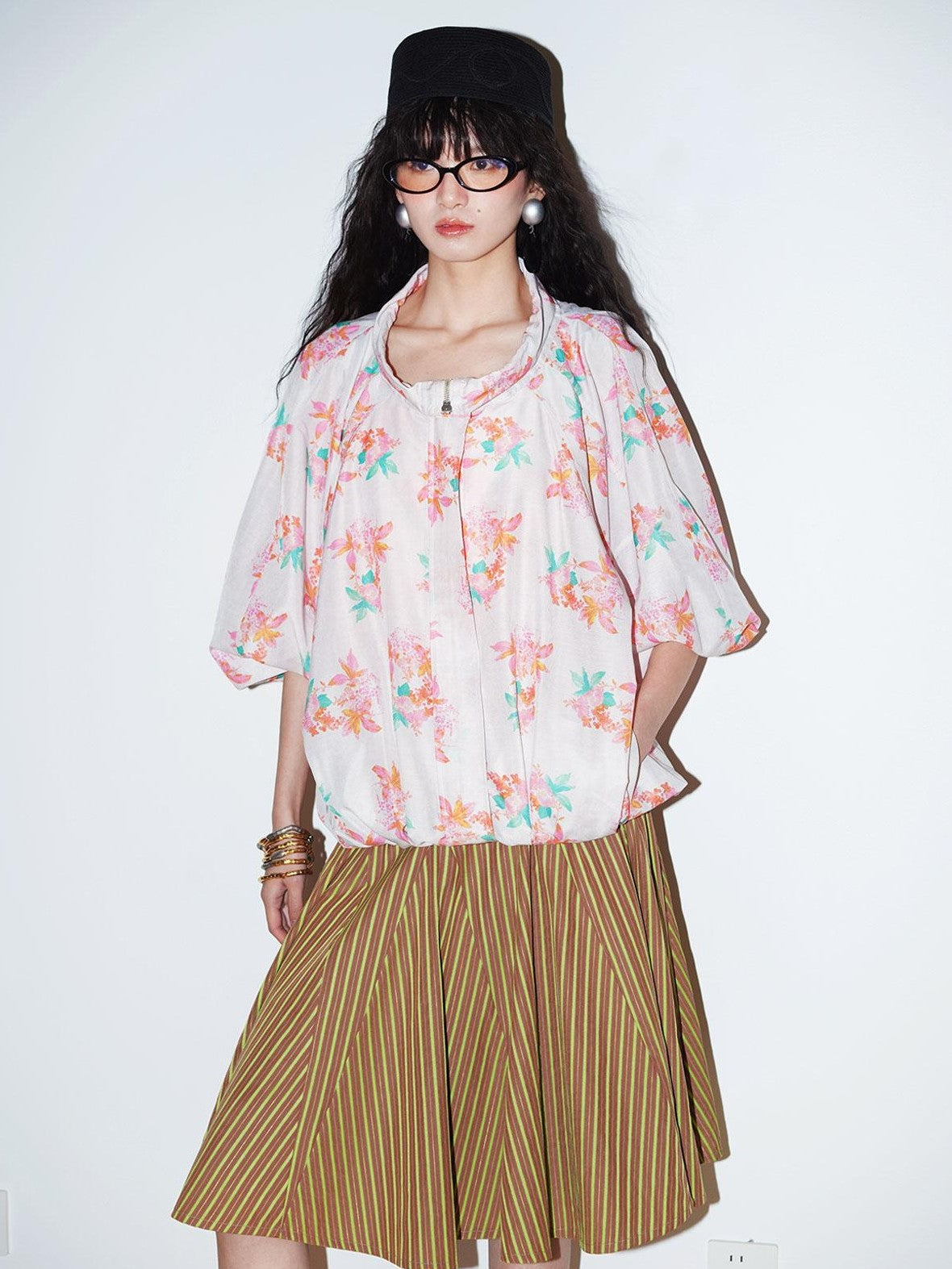Sheer Floral Print Adjustable Drawstring Hem Women's Lightweight Jackets