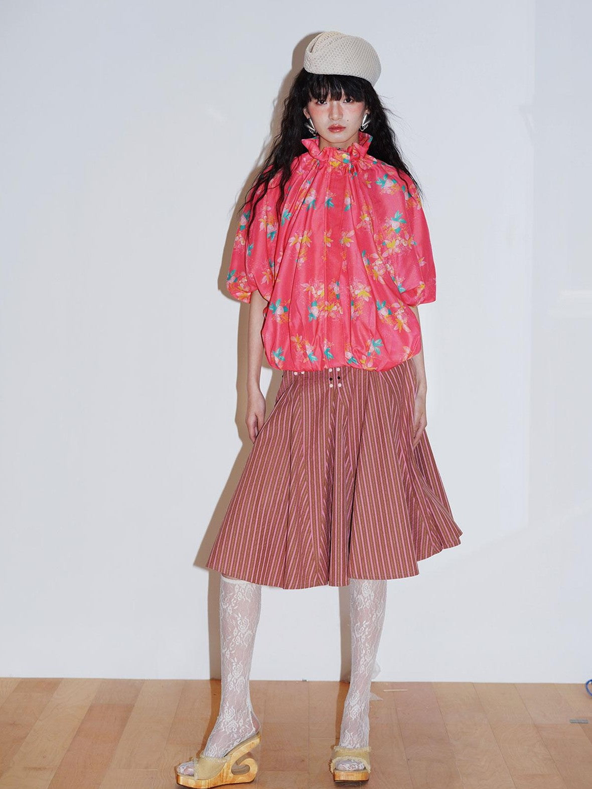 Sheer Floral Print Adjustable Drawstring Hem Women's Lightweight Jackets