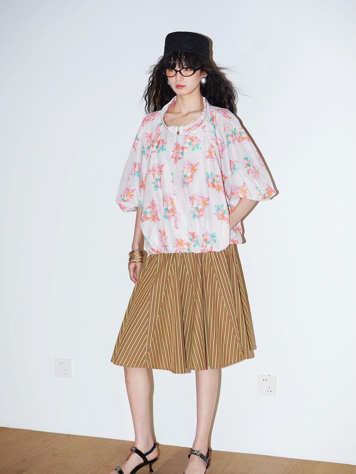 Sheer Floral Print Adjustable Drawstring Hem Women's Lightweight Jackets