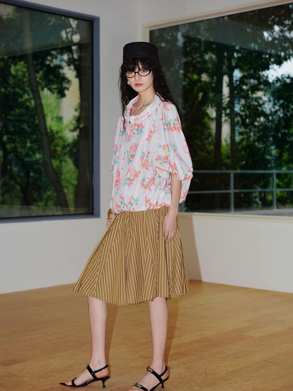 Sheer Floral Print Adjustable Drawstring Hem Women's Lightweight Jackets
